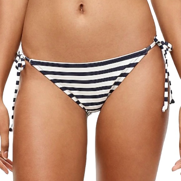 J. Crew Bikini Bottom XL String Stripe Navy Ivory - Picture 2 of 8